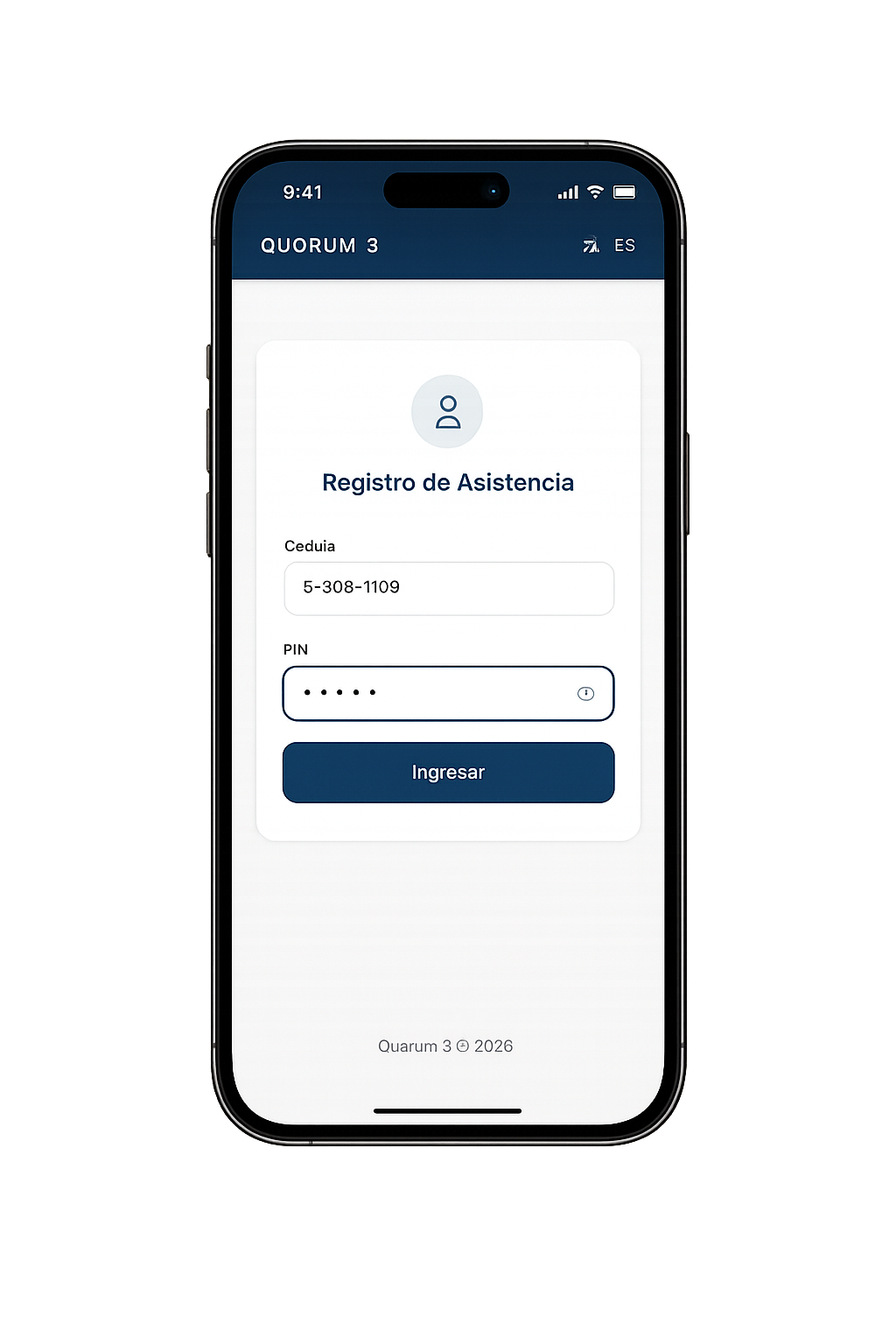 Pantalla de acceso del propietario