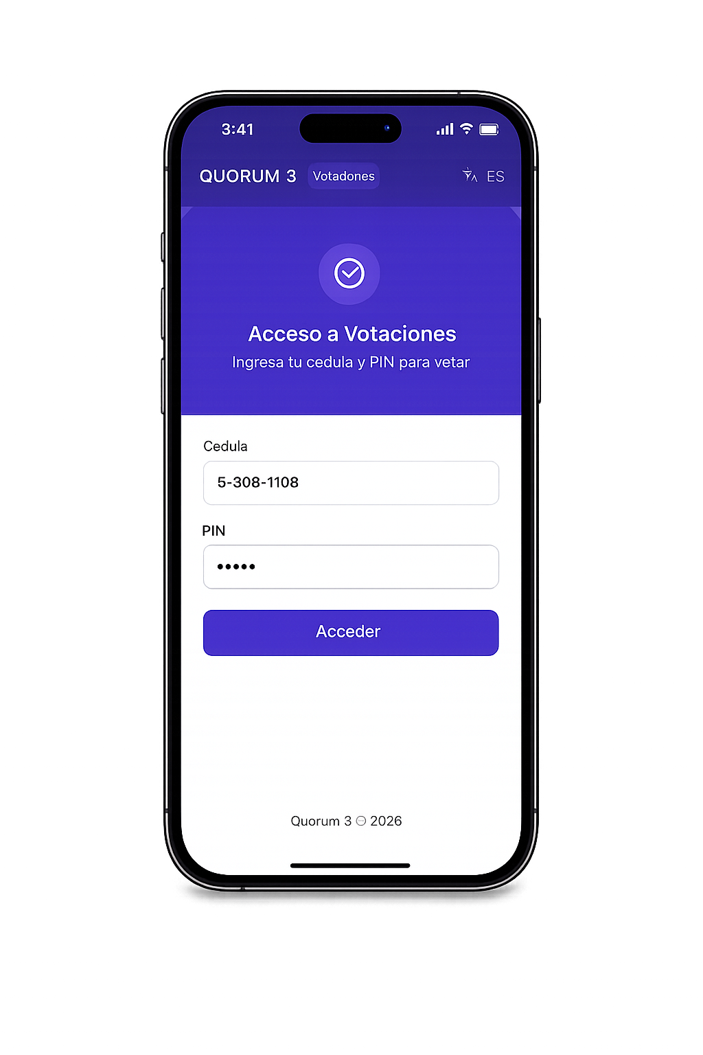 Pantalla de votación del propietario